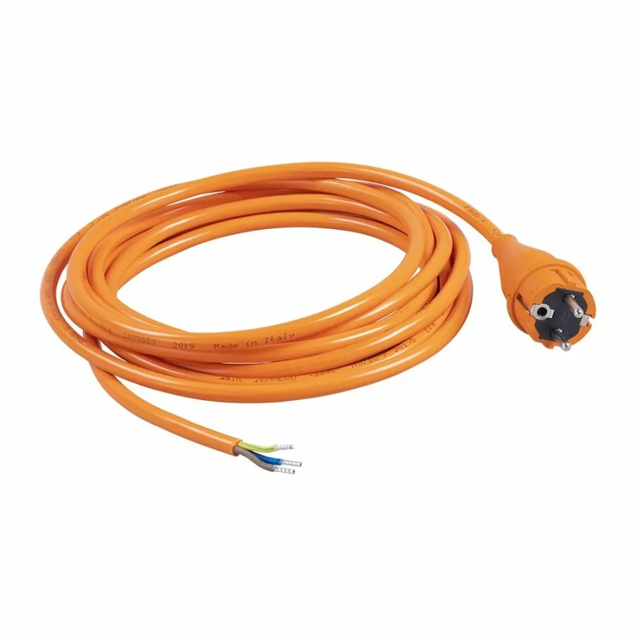 Aansluitsnoer 230 volt     5 meter   3 x 2.5 mm PU kleur oranje