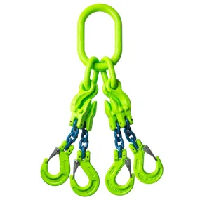 DELTALOCK GRADE 100 - 4-SPRONG 6 MM X 2 METER - KLEPHAAK EN INKORTHAAK - WLL GEBASEERD OP 0 - 45°