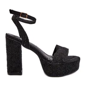 Denim sandalen op hoge hak Zwart Acrana