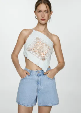 High-waist denim shorts