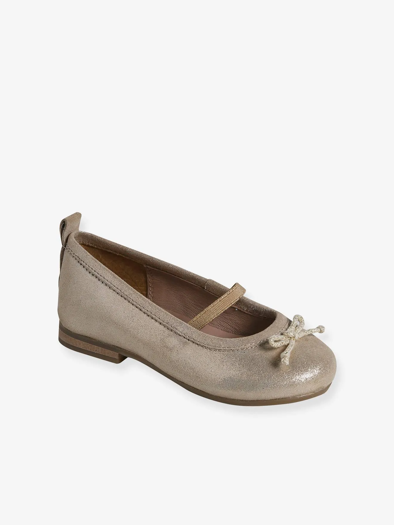 VERTBAUDET  BALLERINA'S IN METALLIC LEER VOOR MEISJES  GOUD